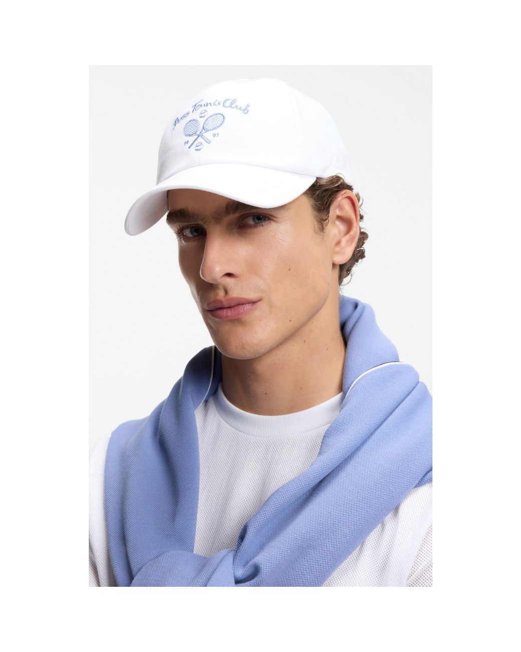 Boss White Cotton-Twill Cap With Tennis Artwork for men