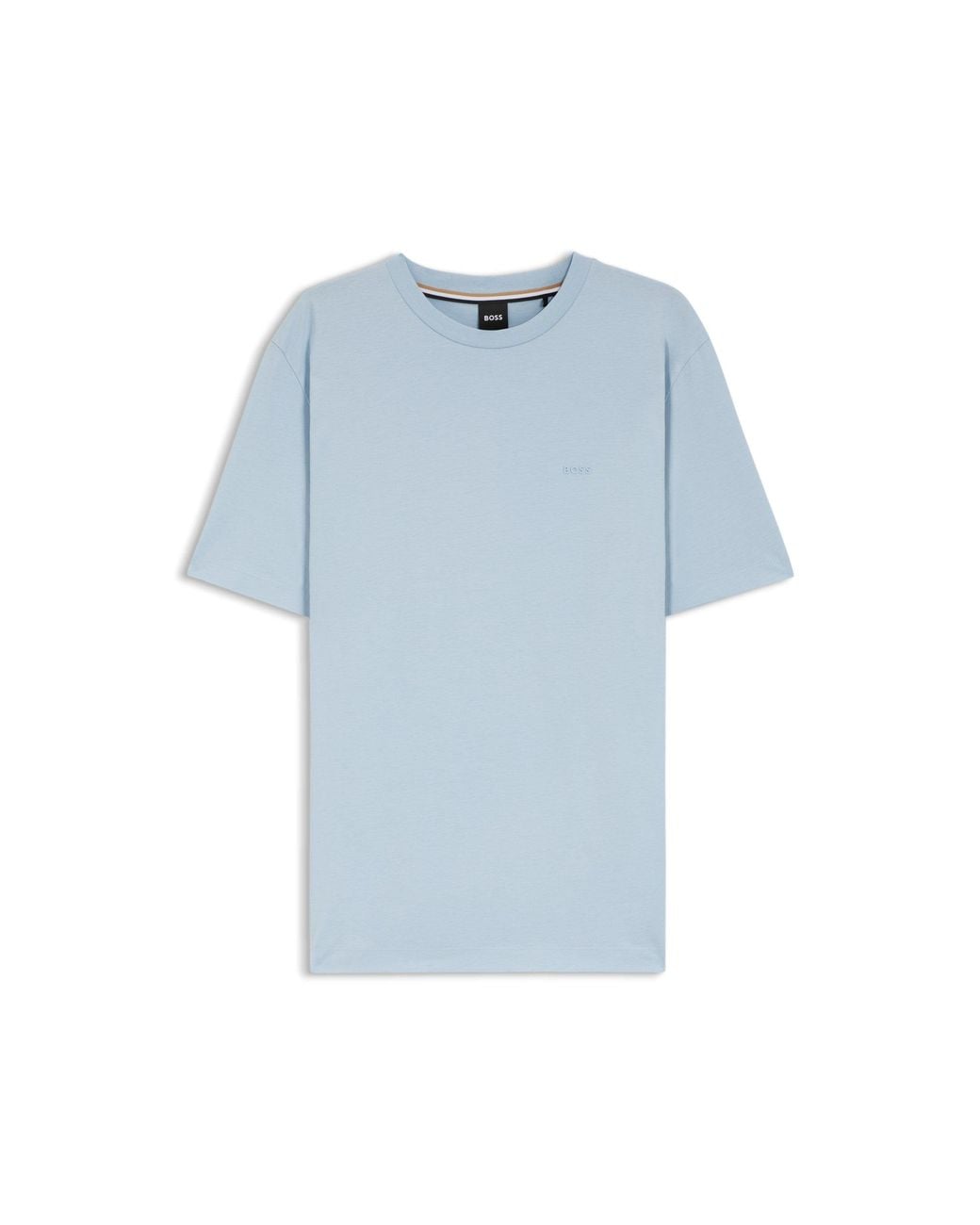 Boss Blue Cotton-Jersey T-Shirt With Logo Detail for men