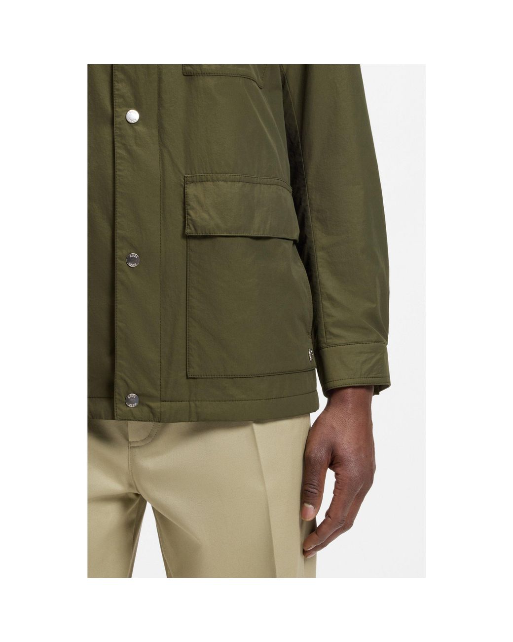 Boss Green Water-Repellent Field Jacket With Checked Lining for men