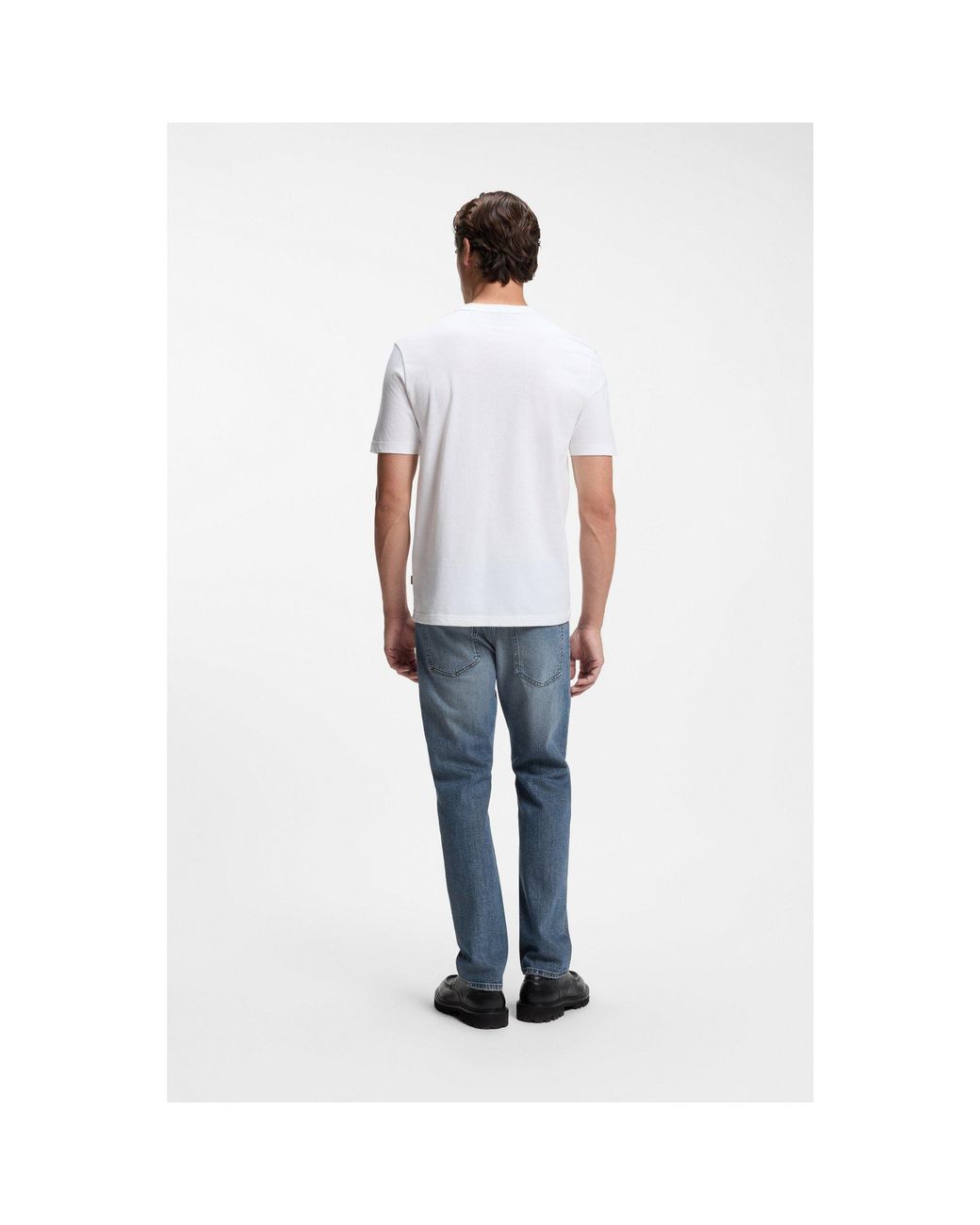 Boss White Cotton-Jersey T-Shirt With Logo Artwork for men