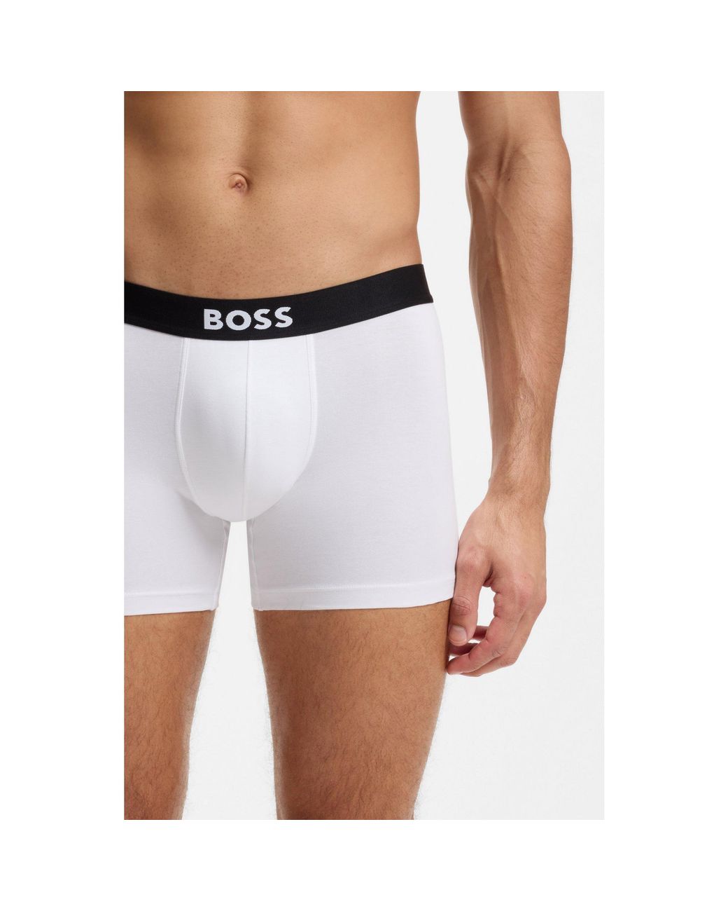 Boss White One Three-Pack Stretch-Cotton Boxer Briefs for men