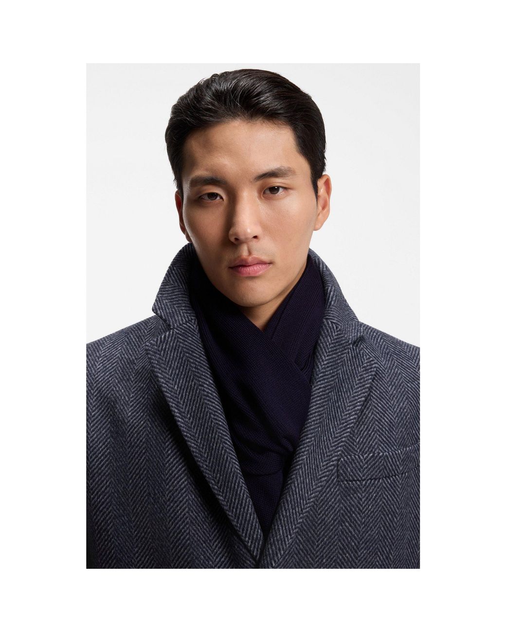 Boss Blue Knitted Scarf for men