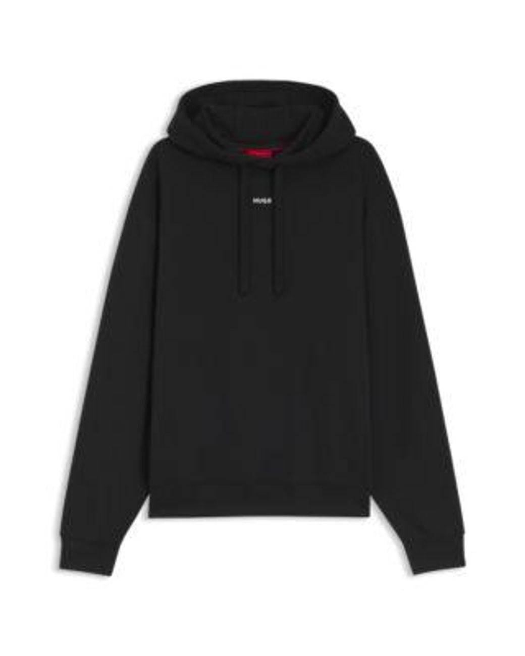 Sweat à capuche Relaxed en molleton de coton à logo imprimé HUGO pour homme en coloris Black