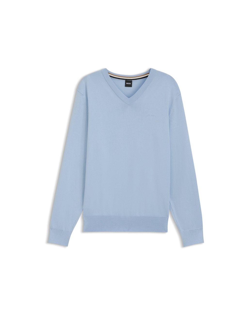 Boss Blue V-Neck Cotton Sweater for men