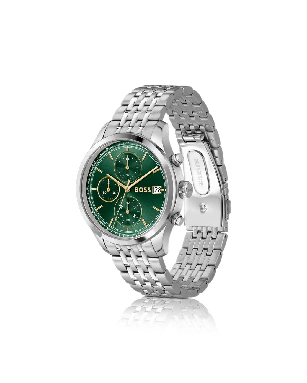 Boss Green Stratus-Dial Chronograph Watch With Link Bracelet for men