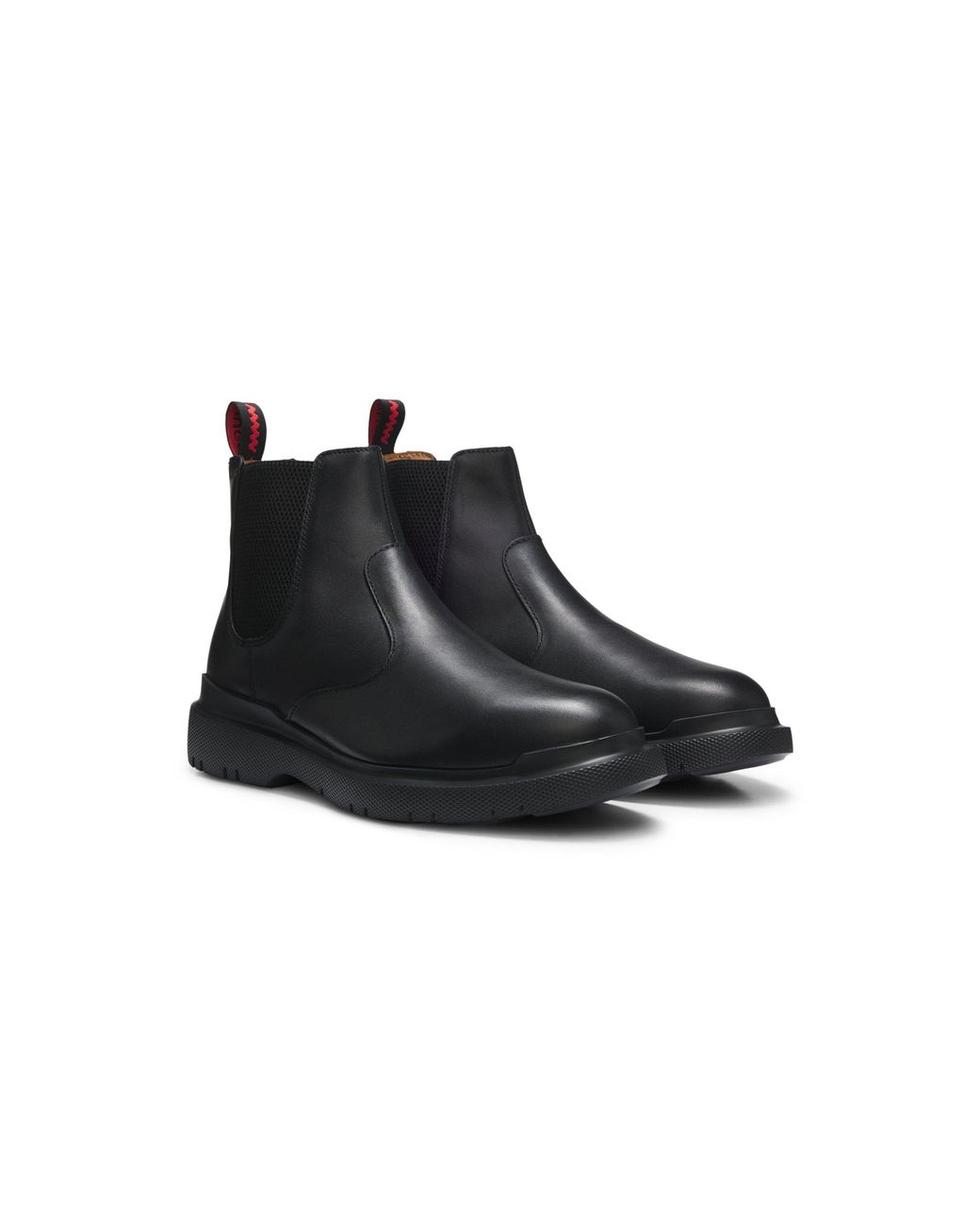 HUGO Black Leather Chelsea Boots With An Extralight Sole for men