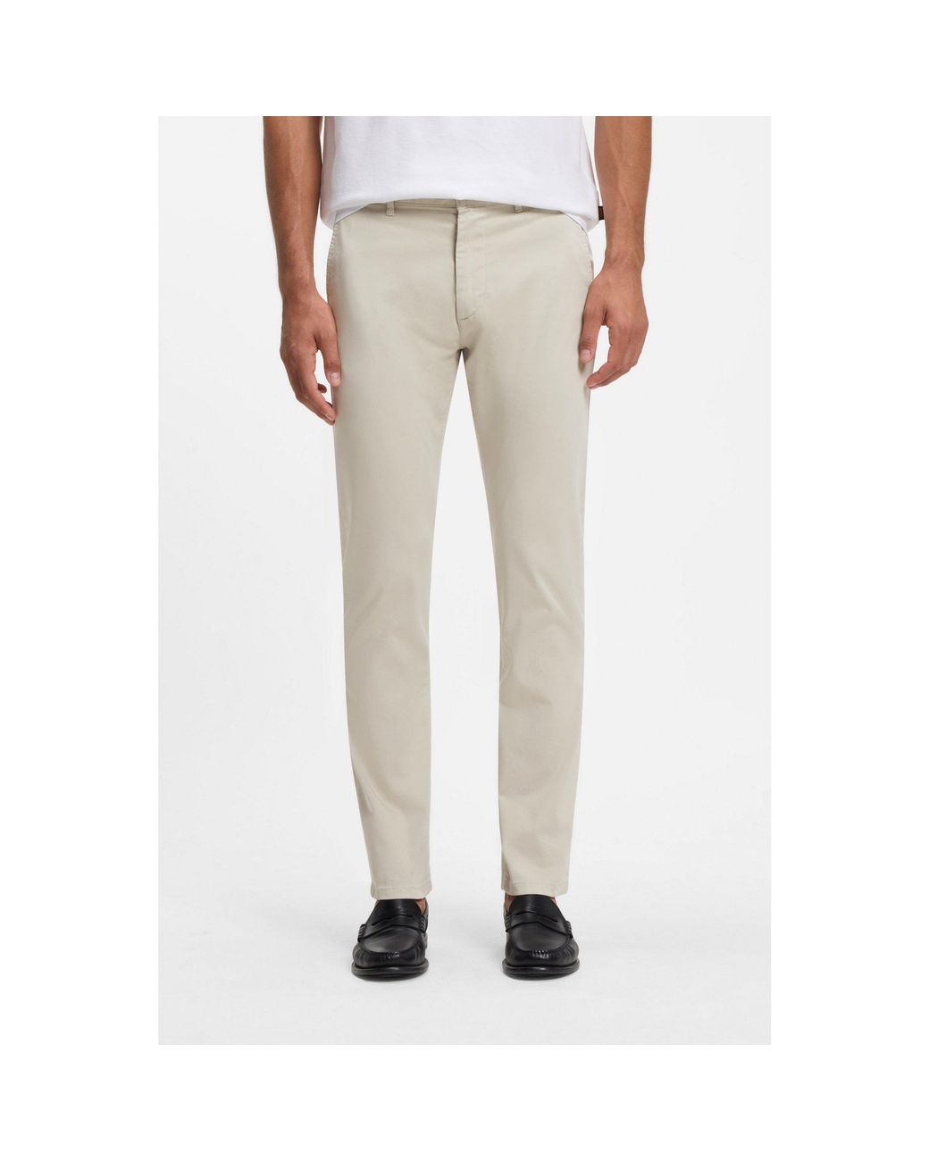 Boss White Slim-Fit Chinos for men