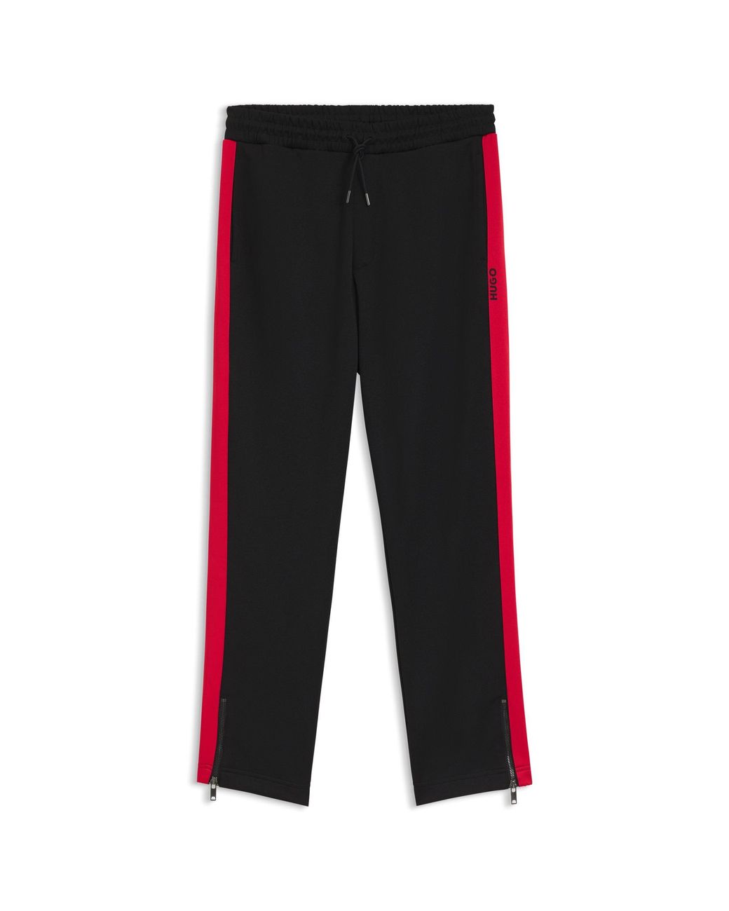 HUGO Black Relaxed-Fit Tracksuit Bottoms With Logo Tape for men