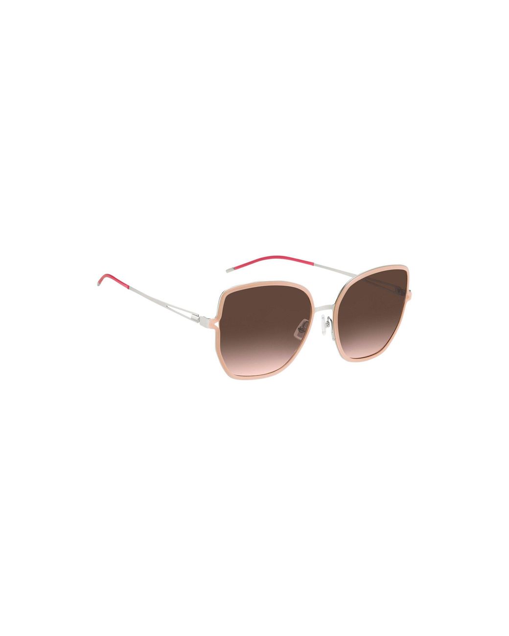 Boss White Nude-Frame Sunglasses With Forked Temples And Branded Chain