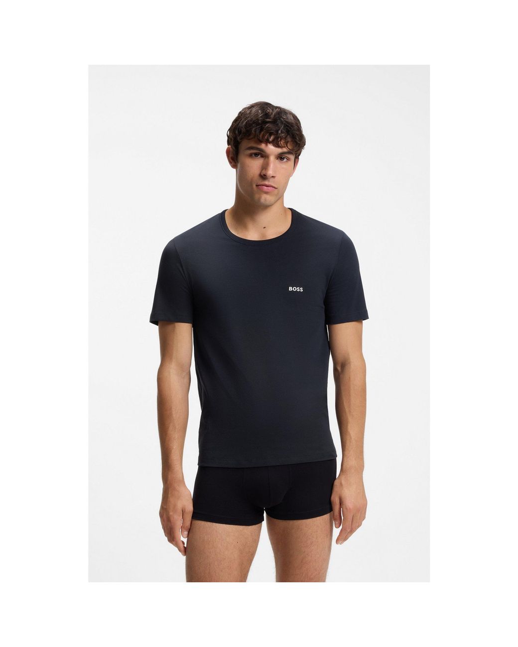 Boss Blue Boss - 3-pack Of Logo Embroidered T-shirts In Cotton for men