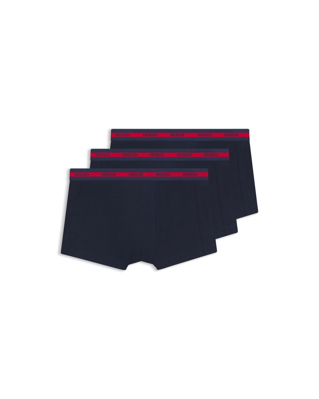 HUGO Blue Three-Pack Of Stretch-Cotton Trunks With Logo Waistbands for men