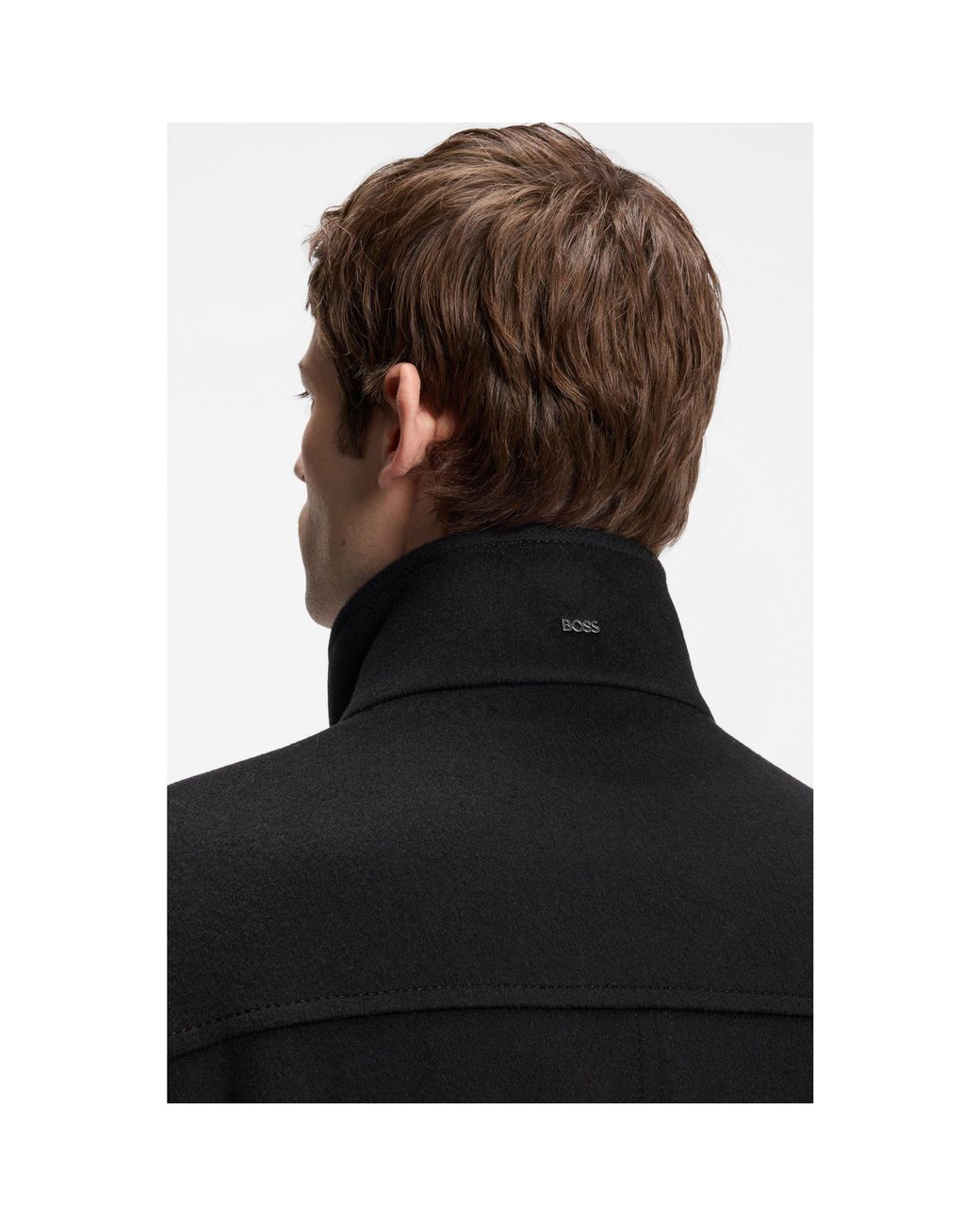 Boss Black Italian Fabric Formal Coat With A Stand Collar for men