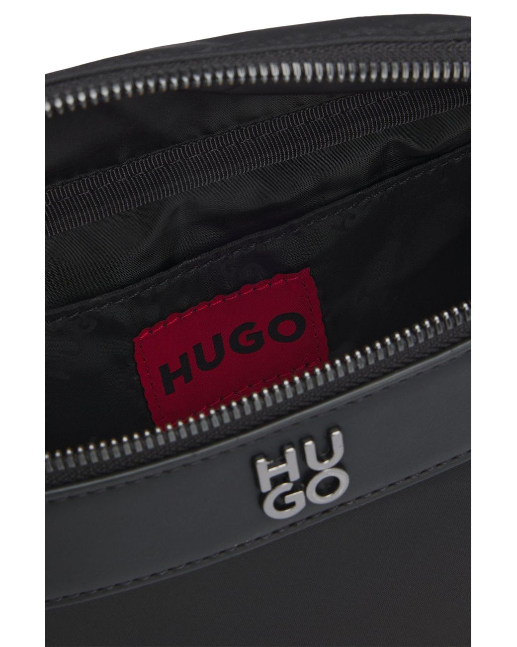 HUGO Heuptasje Van Keperstof Met Metalen Tweedelig Logo in het Black voor heren