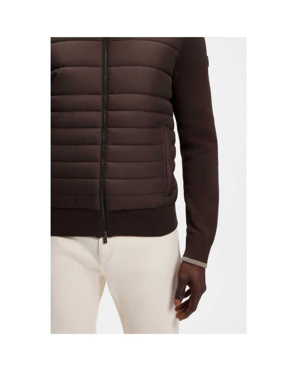 Boss Brown Zip-Up Jacket With Padded Front for men