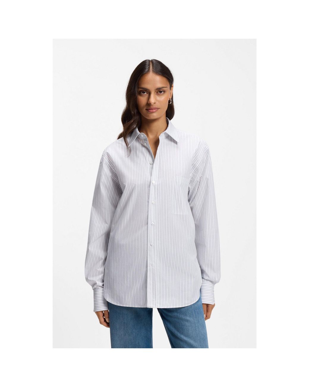 Boss White Relaxed-Fit Blouse