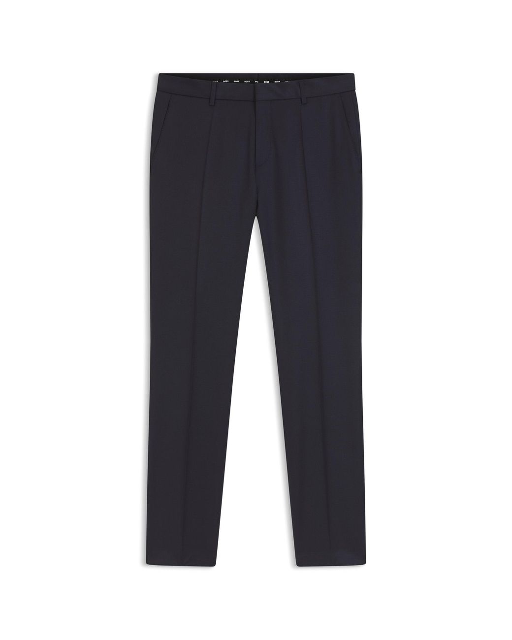 Boss Blue Formal Trousers In Virgin-wool Serge for men