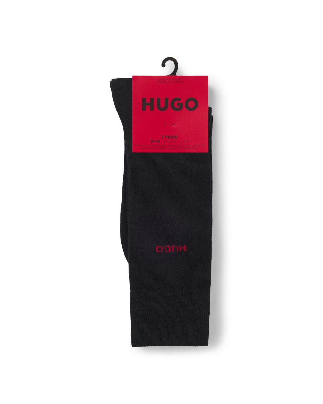 HUGO Black 2 Pack Of Logo Socks for men