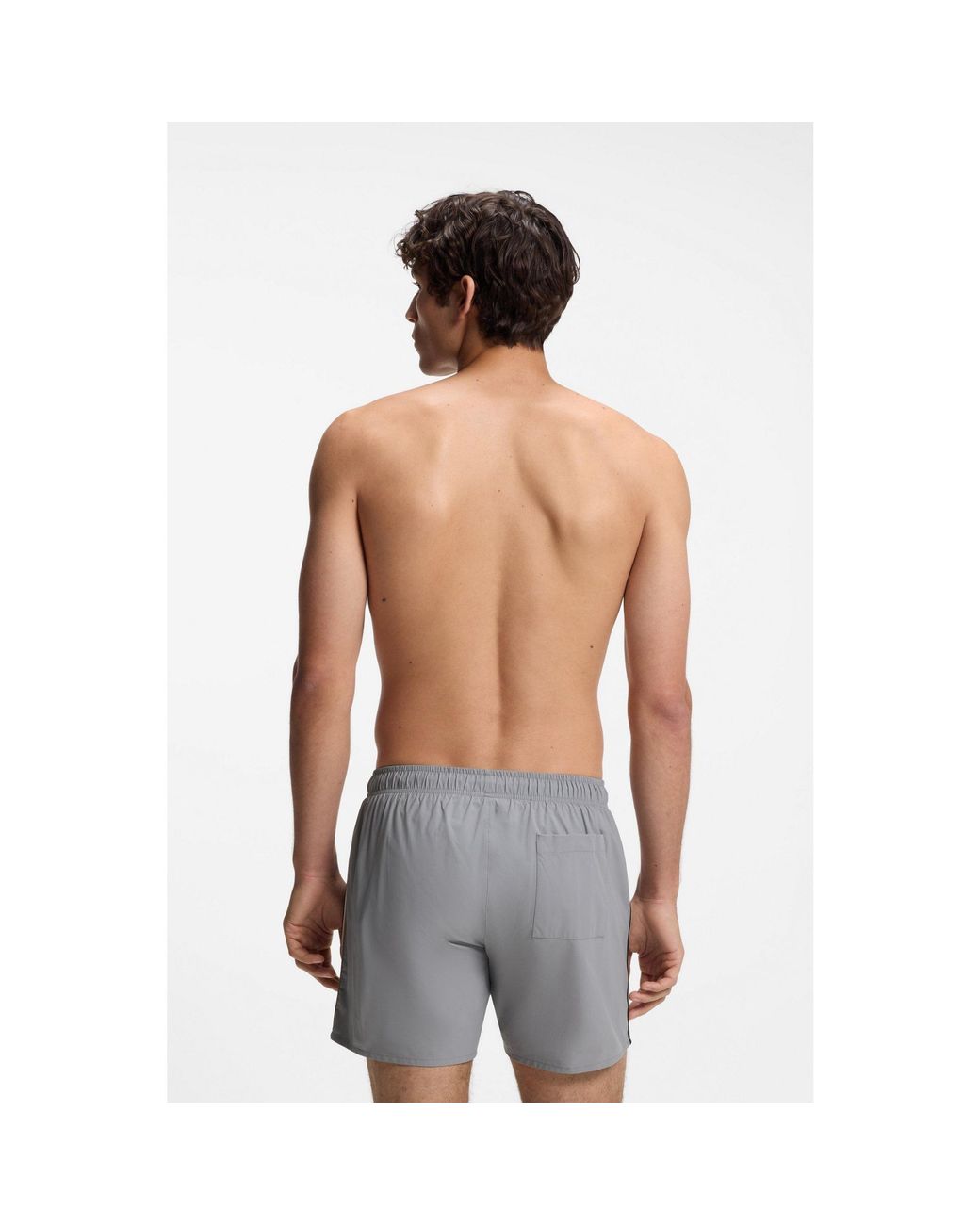 Boss White Swim Shorts With Signature Stripe And Logo for men
