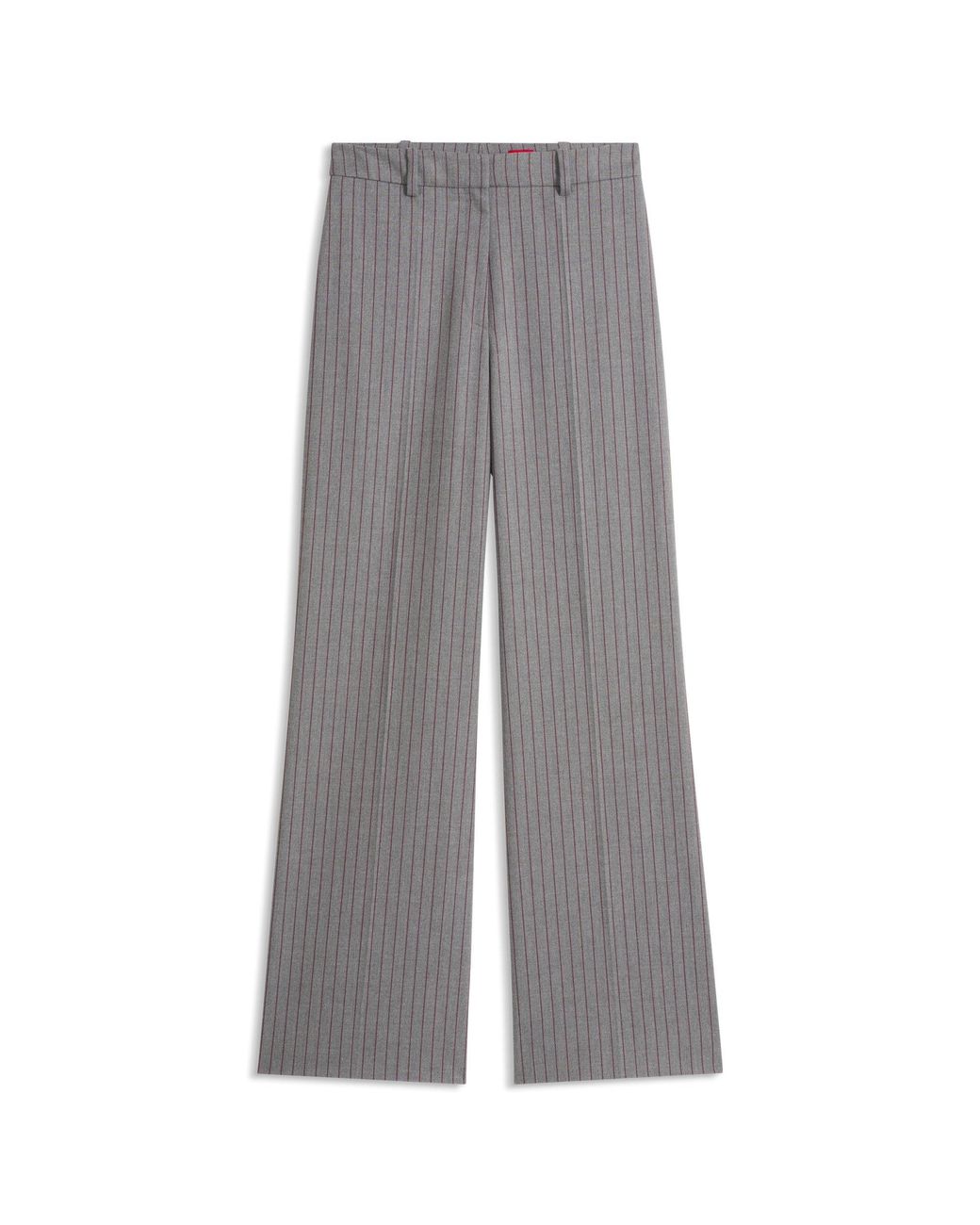 HUGO Gray Pinstripe Regular-Fit Trousers With D-Ring Detail