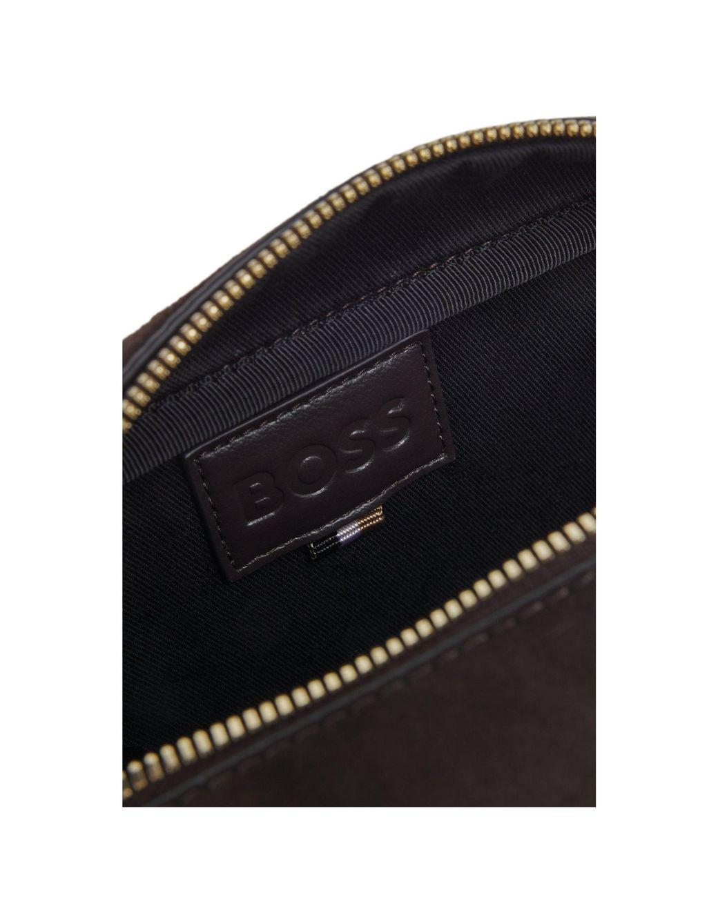 Boss Black Compact Pouch With-Tone Lettering Logo