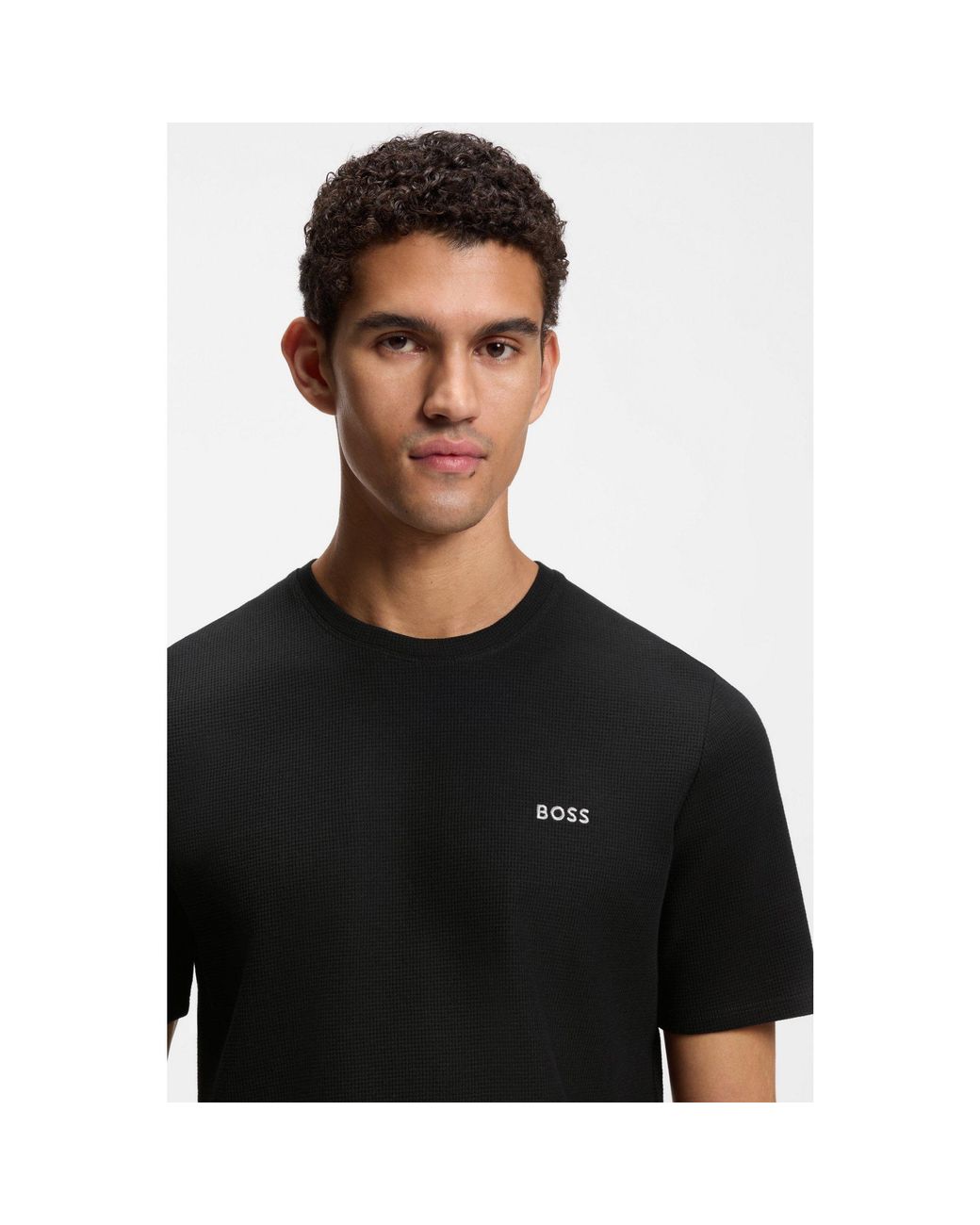 Boss Black Waffle-Knit Pyjama Top for men