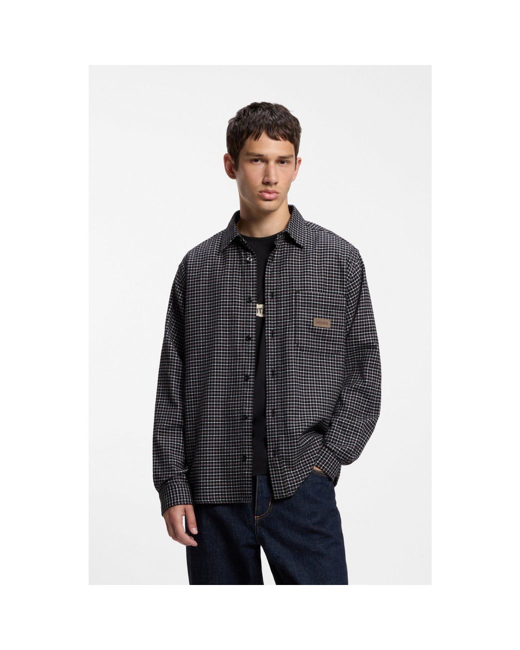 HUGO Gray Oversized-Fit Shirt for men