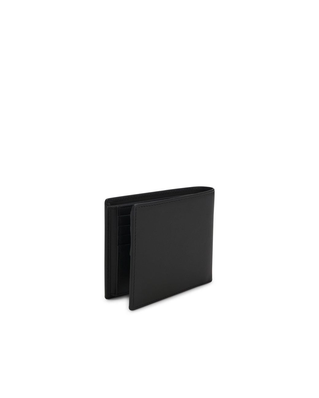 HUGO Black Leather Trifold Wallet With Logo for men