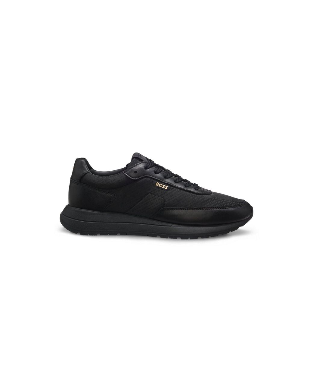 Boss Black Monogram Trainers With Leather Trims And Eva-Rubber Sole for men