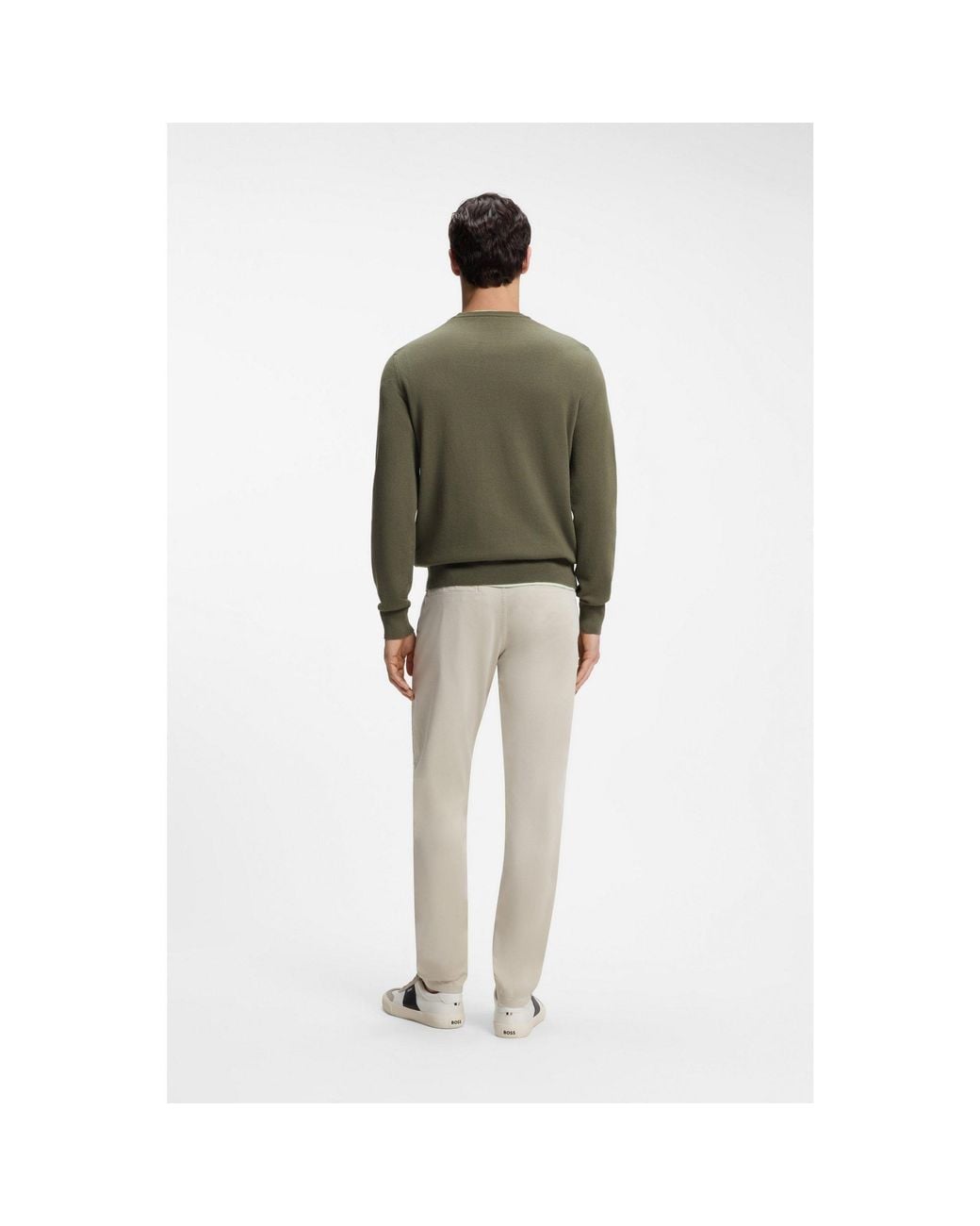 Boss Green Cotton-Blend Sweater With Logo Patch for men