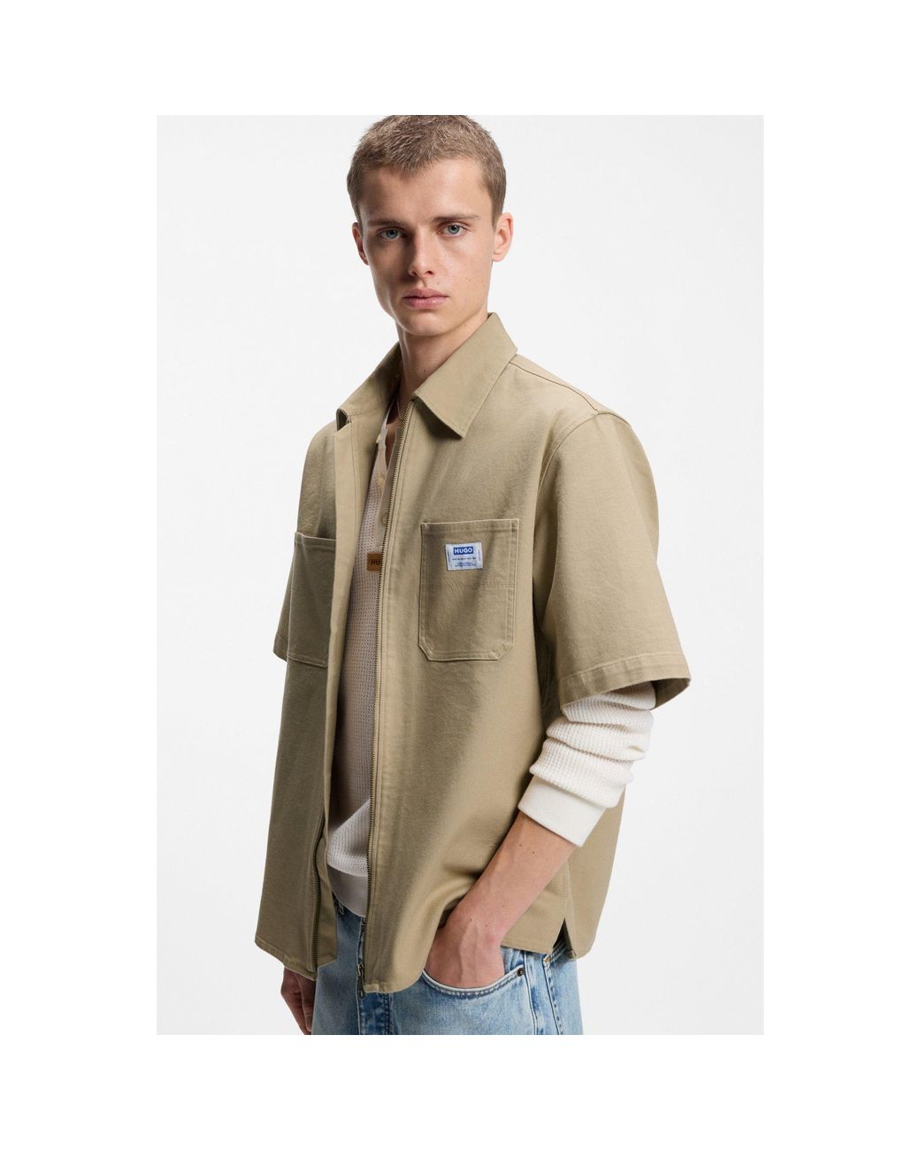 HUGO Natural Oversized-Fit Shirt for men