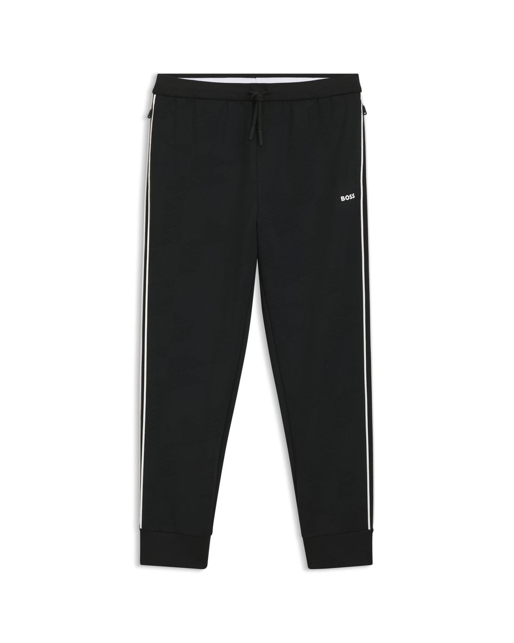 Boss Black Triangle-Jacquard Tracksuit Bottoms With Rubberised Logo for men