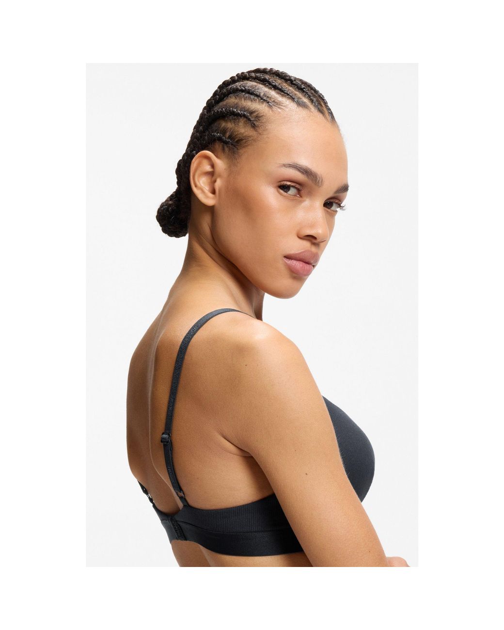 HUGO White Stretch Fabric Triangle Bra With Branded Straps