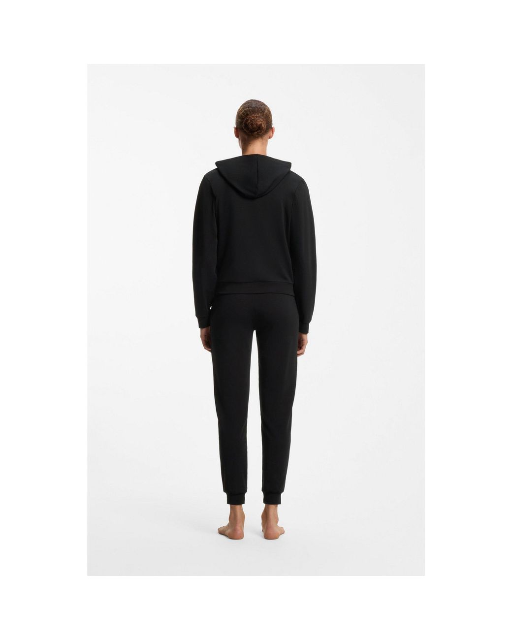 HUGO Black Cotton-Blend Zip-Up Hoodie