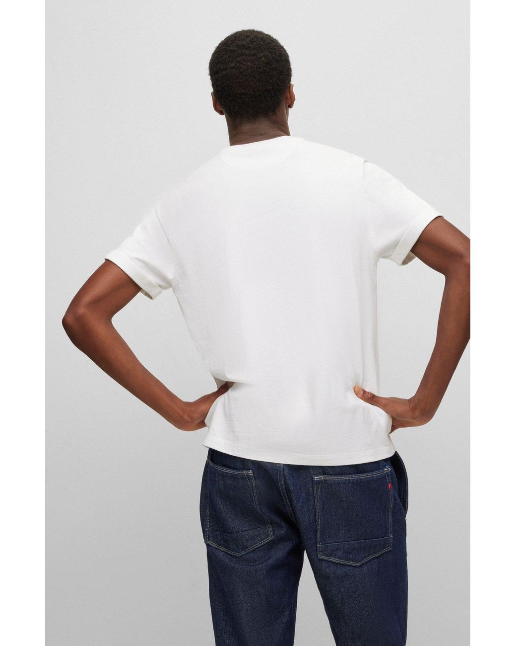 Hugo | Replay Organic-cotton T-Shirt with Capsule Logo Badge - Blue - Small