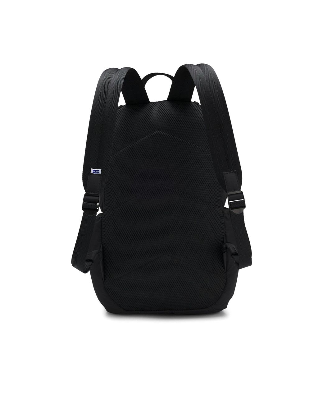 HUGO Black Backpack With Rubber Logo Patch for men