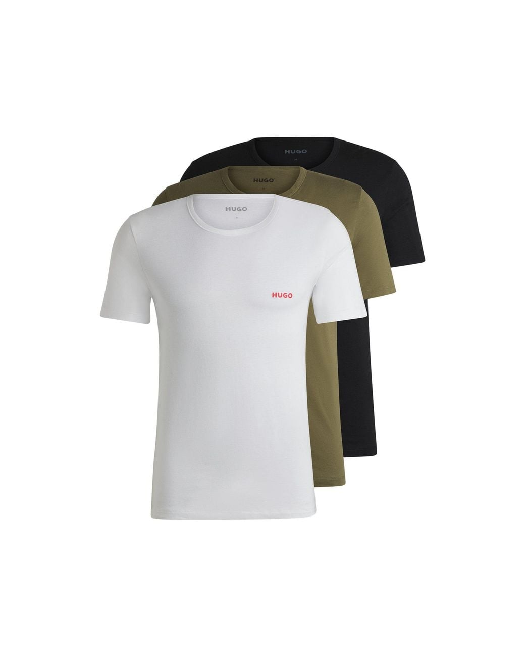 HUGO Black 3 Pack Of Cotton Underwear T-Shirts for men