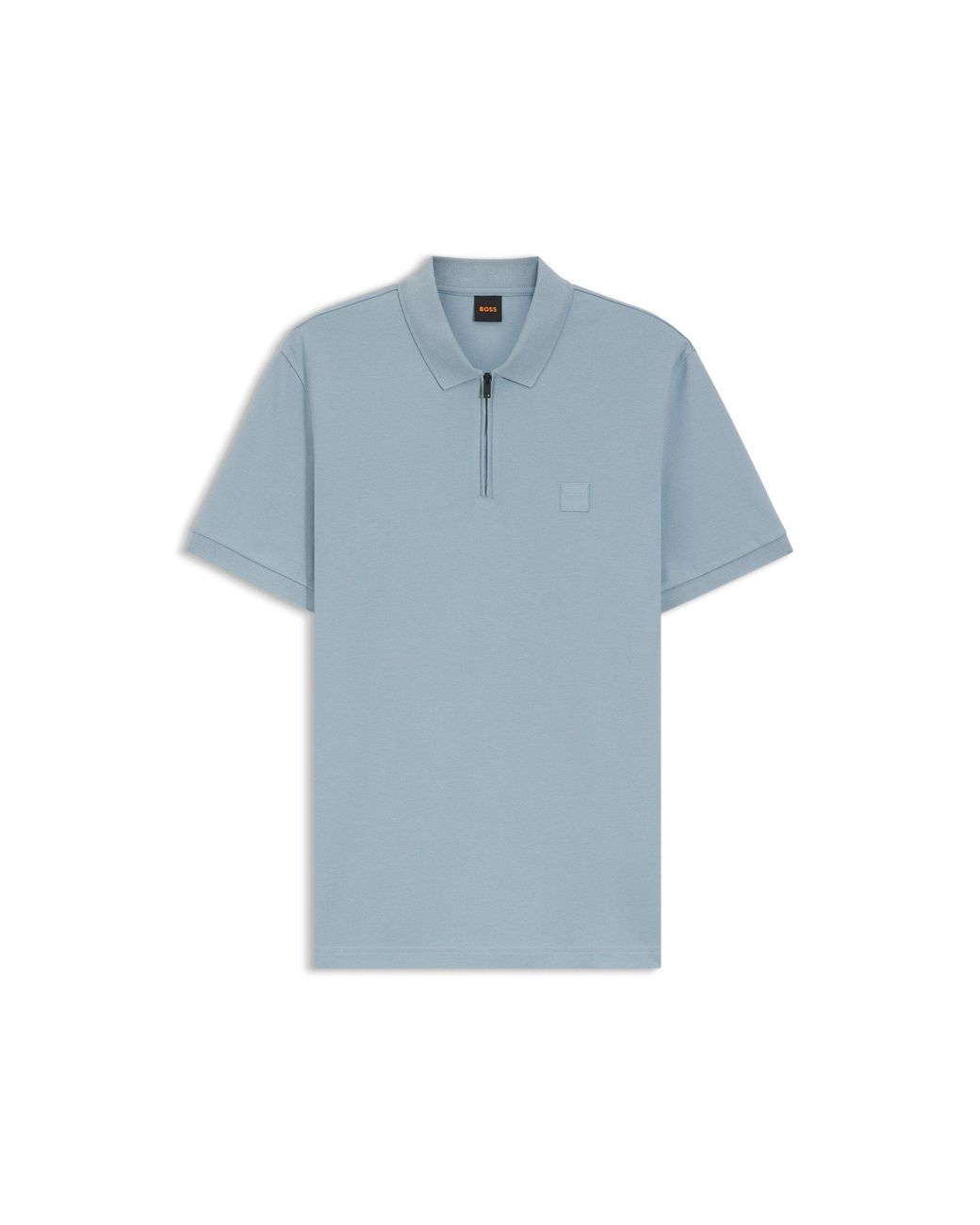 Boss Blue Stretch-Cotton Slim-Fit Polo Shirt With Logo Patch for men