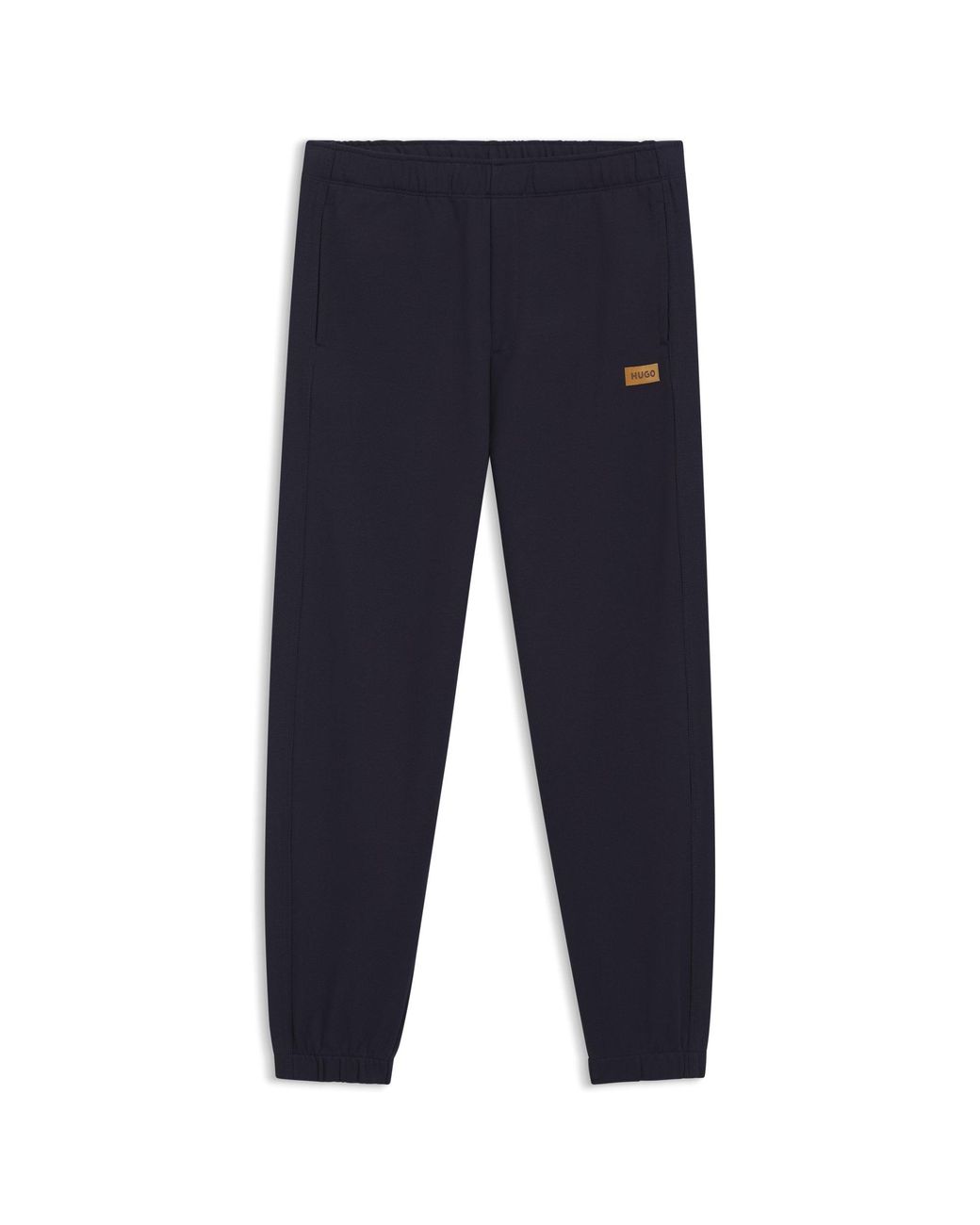 HUGO Blue Cotton-Terry Tracksuit Bottoms With Logo Badge for men