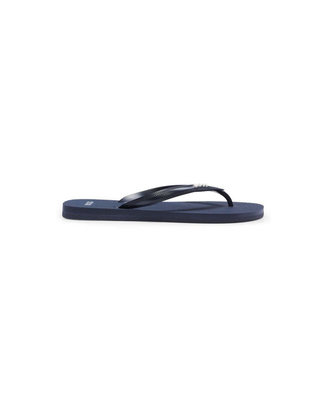 Boss Blue Italian-Made Flip-Flops With Contrast Logo Detail for men