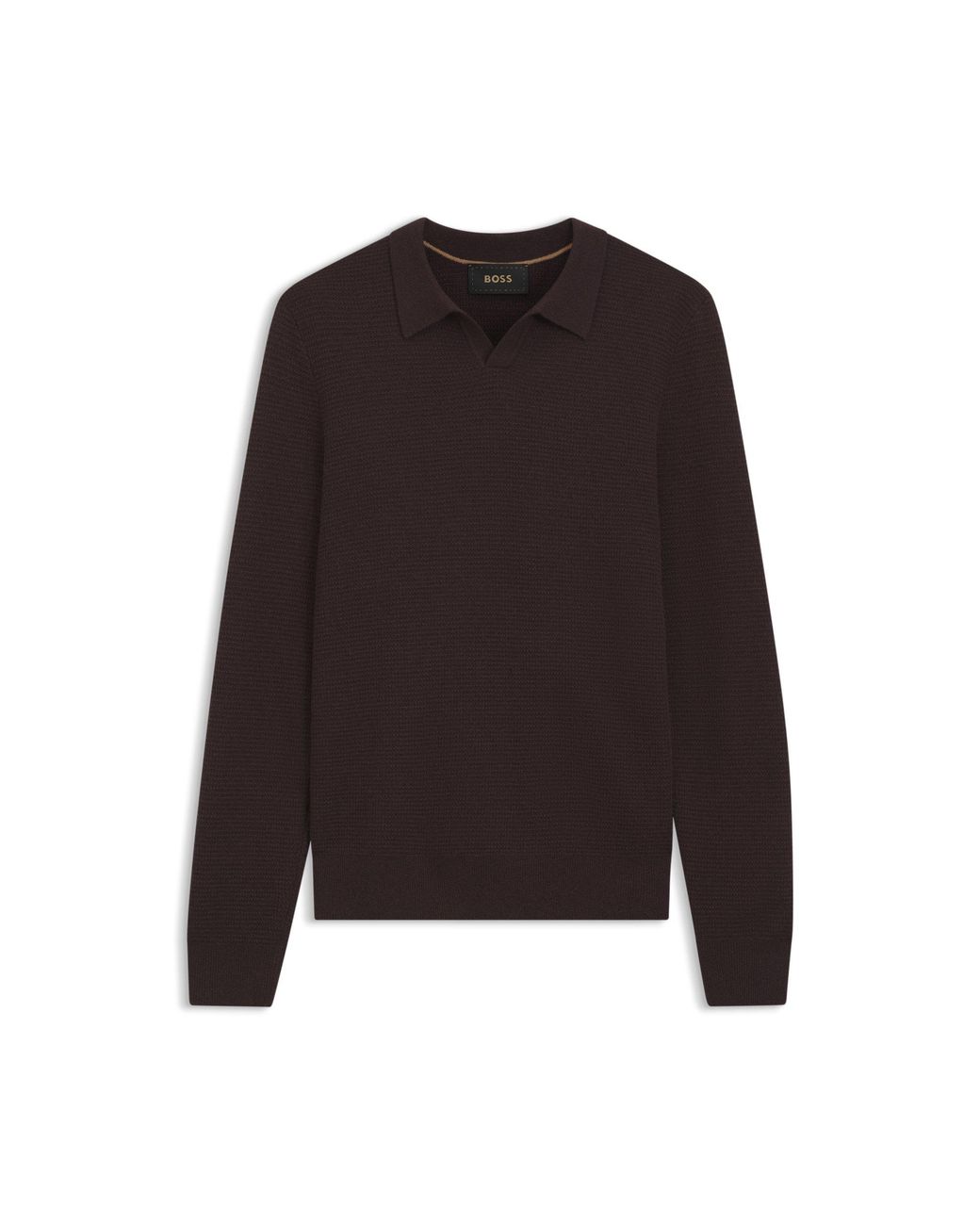 Boss Black Structured-Cashmere Sweater With Johnny Collar for men