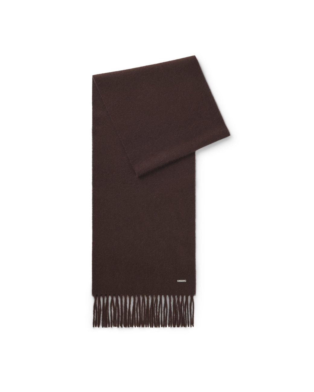 Boss Brown Cashmere Scarf With Metal Logo Plate for men