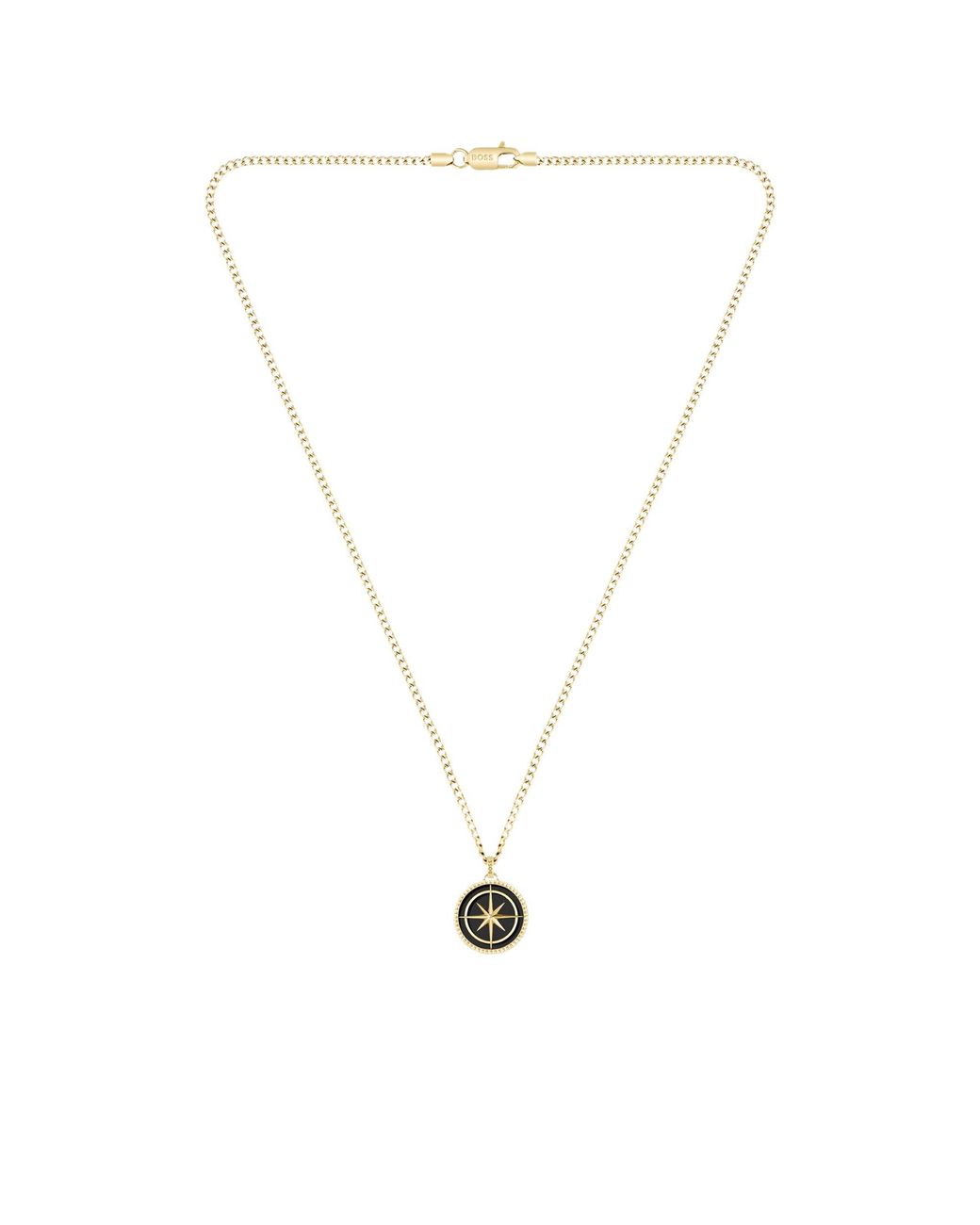 Boss Metallic Tone Necklace With Medallion Pendant for men