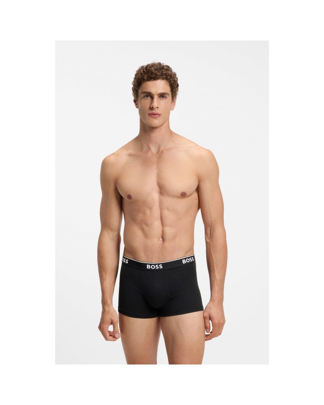 Boss Black Three-Pack Stretch-Cotton Trunks for men