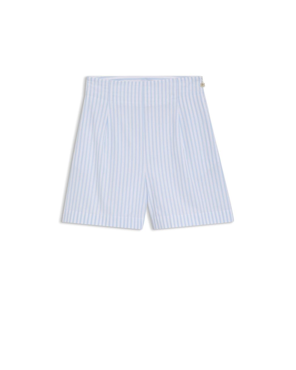 HUGO White Cotton-Poplin Shorts With Vertical Stripes