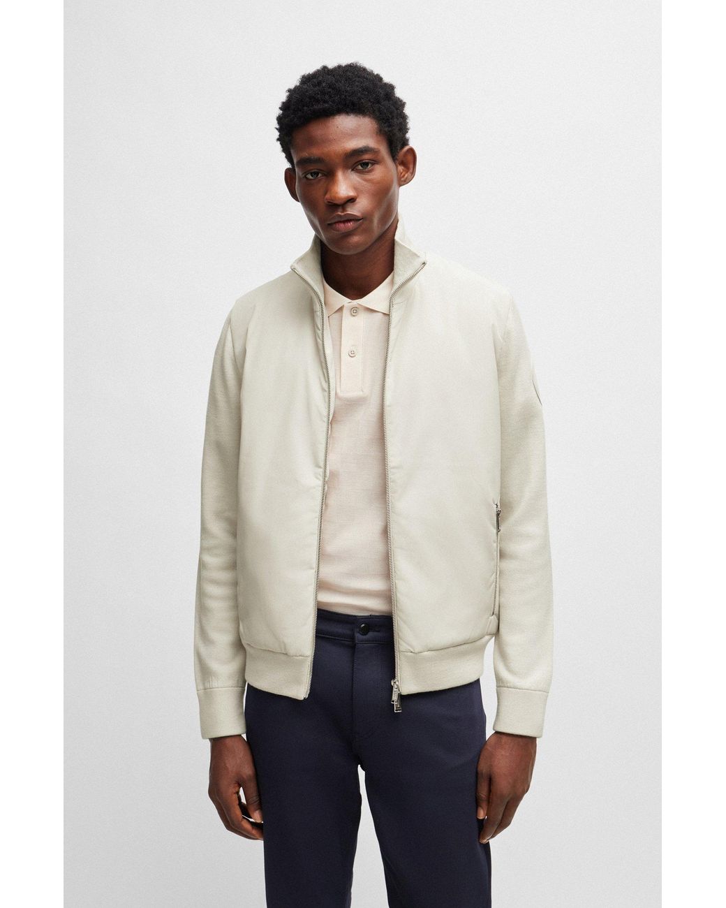 BOSS Porsche X Mixed-material Jacket With Special Branding in