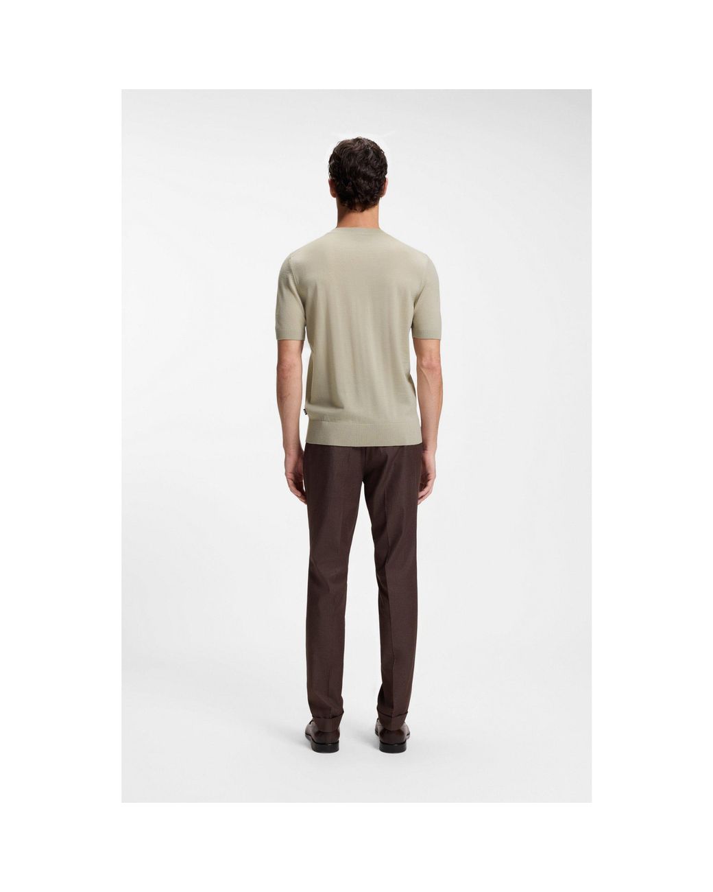 Boss Gray Short-Sleeved Knit T-Shirt for men