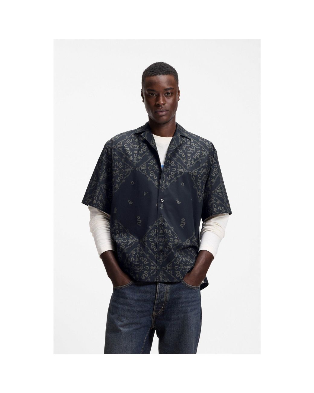 HUGO Blue Relaxed-Fit Shirt for men