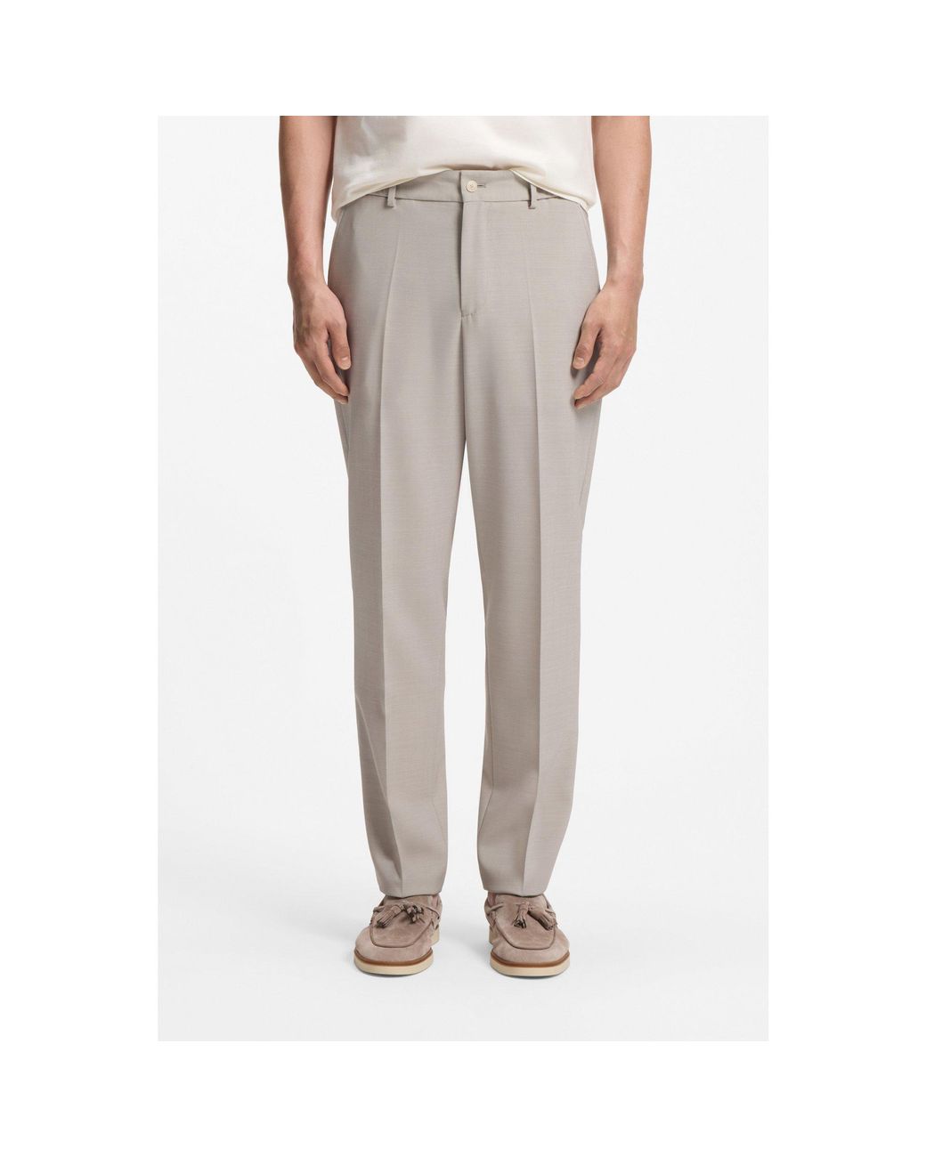 Boss Gray Tapered-Fit Trousers for men