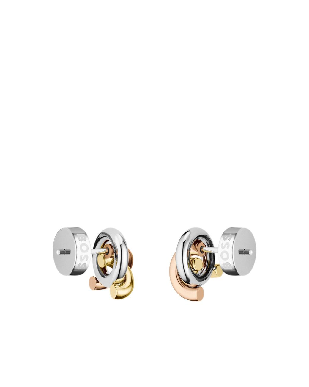 Boss Metallic Three-Tone Knot Earrings