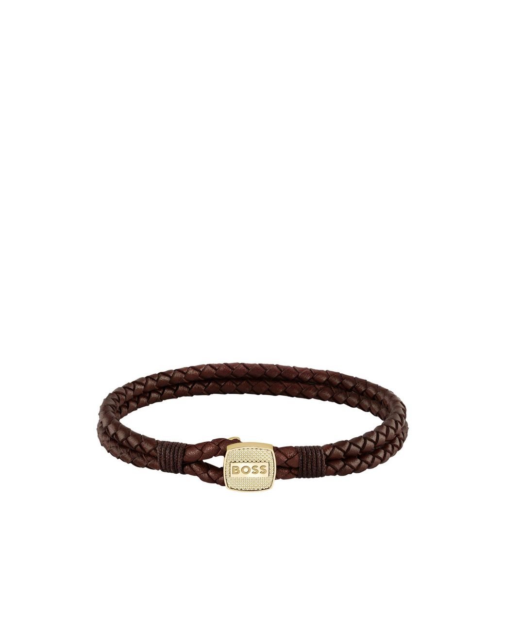 Boss Brown Braided-Leather Cuff for men